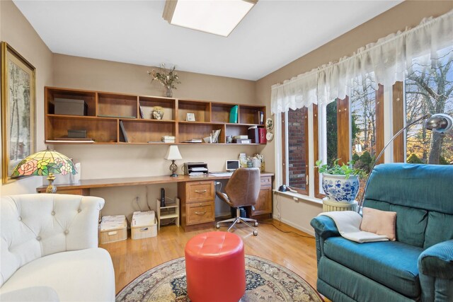 home office featuring light hardwood / wood-style floors