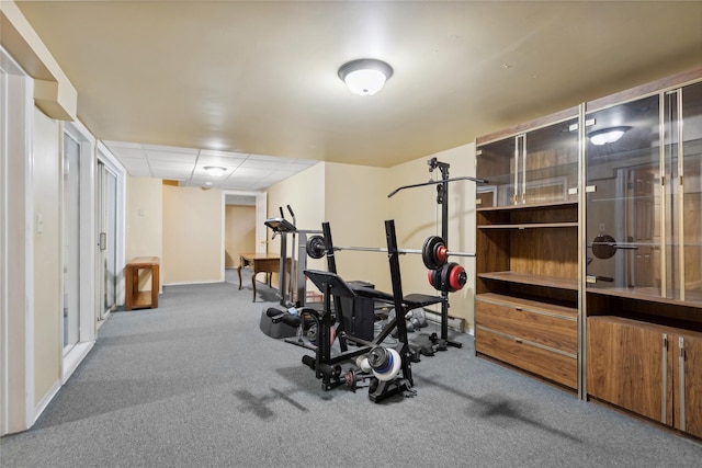 exercise room featuring carpet floors