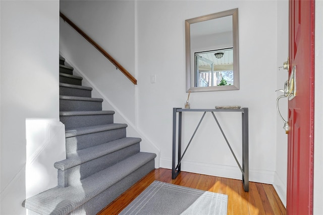 foyer entrance featuring light wood-type flooring