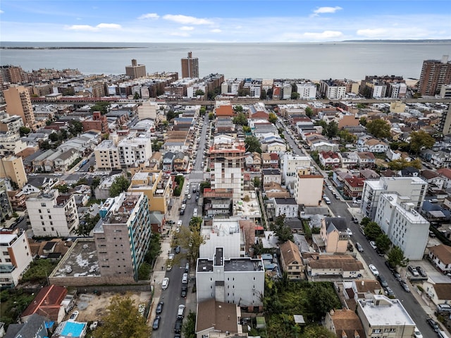 bird's eye view with a city view and a water view