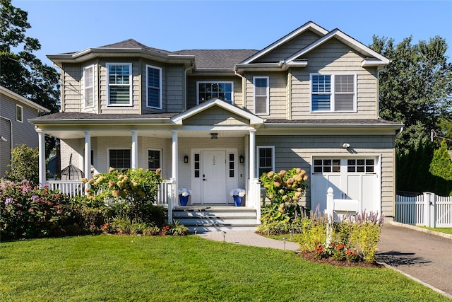 view of front facade featuring a garage and a front yard