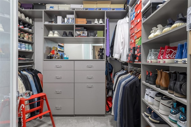 spacious closet featuring carpet floors