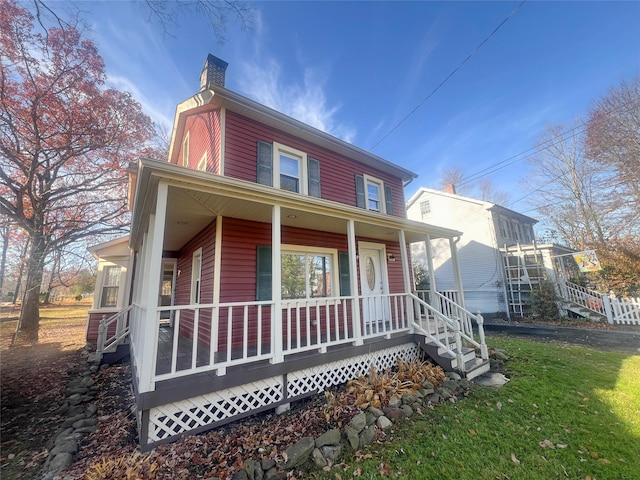 view of front facade featuring covered porch