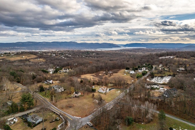 birds eye view of property with a mountain view