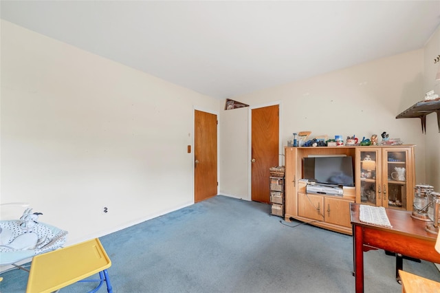 view of carpeted home office