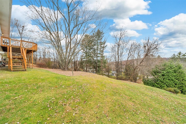 view of yard featuring a deck