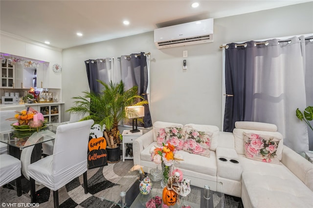 15 Saint Pauls Pl, Mount Vernon, NY 10550 - living area featuring an AC wall unit and recessed lighting
