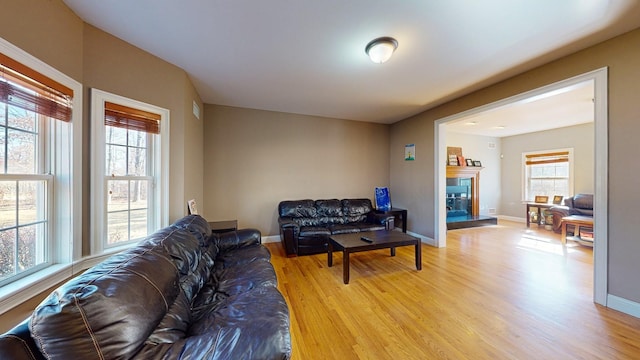 living room featuring light hardwood / wood-style flooring