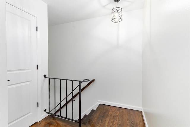 staircase featuring hardwood / wood-style flooring