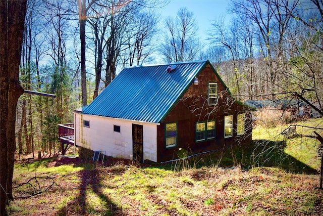 339 Mountain Lake Rd, Andes, NY 13731 - view of home's exterior with metal roof and a wooden deck