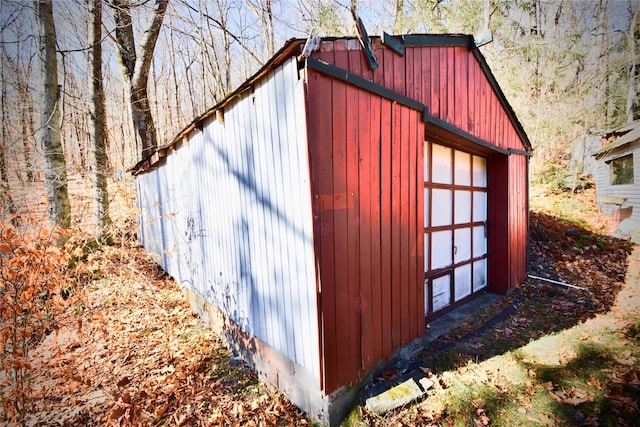 view of outbuilding featuring a garage