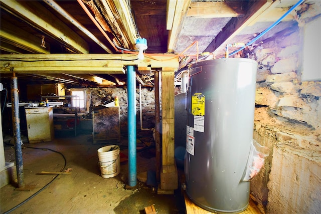 basement featuring water heater