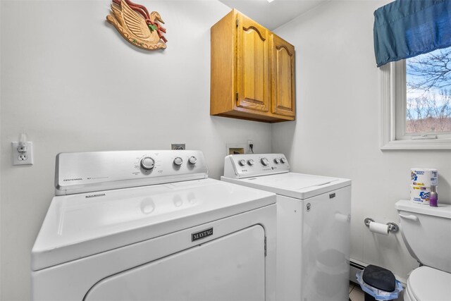 washroom featuring laundry area and washing machine and clothes dryer