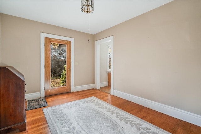 entrance foyer with light wood-type flooring