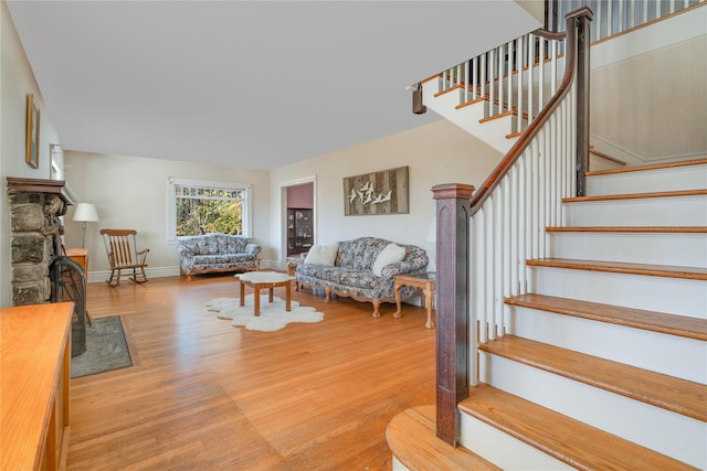 living room with light hardwood / wood-style floors