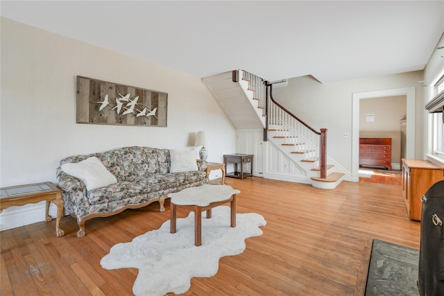 living room featuring light hardwood / wood-style flooring