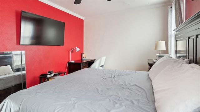 3207 Ampere Ave, Bronx, NY 10465 - bedroom with ornamental molding and a ceiling fan