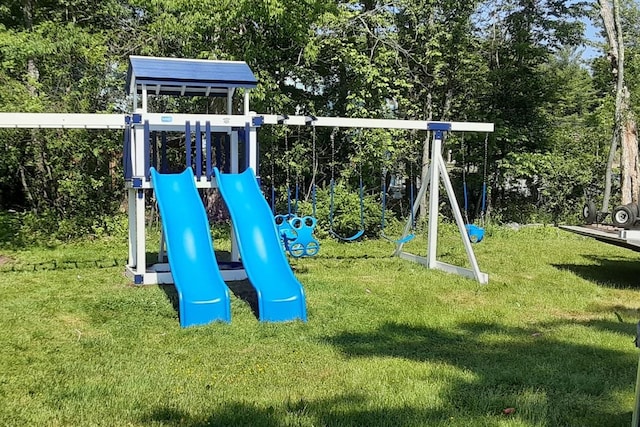 view of playground featuring a yard