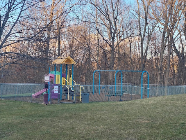 view of play area with a yard