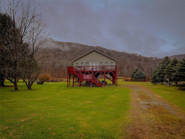 view of yard featuring a deck