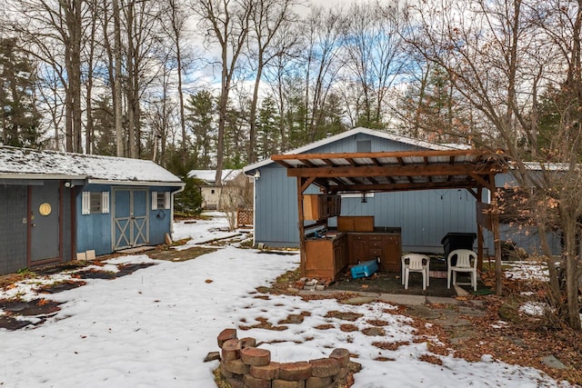 view of yard covered in snow