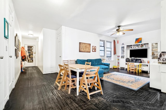 living room featuring ceiling fan