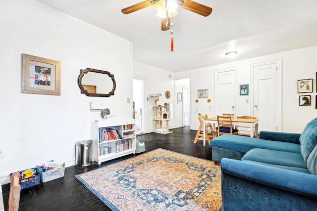 living room with ceiling fan