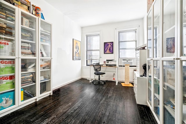 office space with dark hardwood / wood-style floors