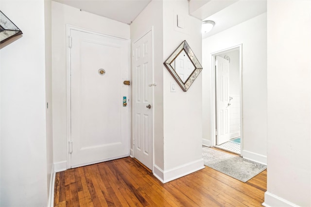 foyer entrance with wood-type flooring