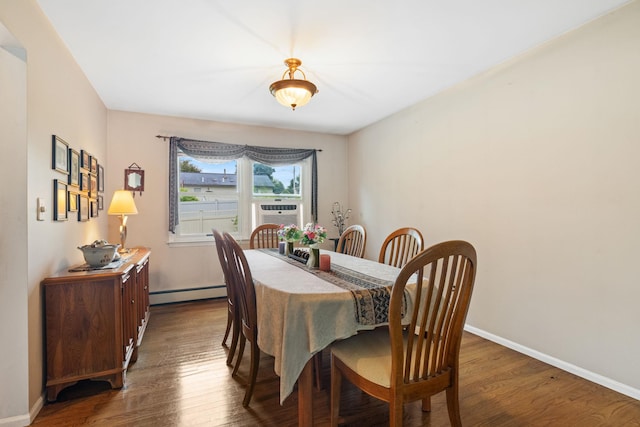 27 Stubbe Dr, Stony Point, NY 10980 - dining area featuring baseboard heating, wood finished floors, and cooling unit