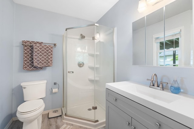 27 Stubbe Dr, Stony Point, NY 10980 - bathroom with a stall shower, vanity, and wood finished floors