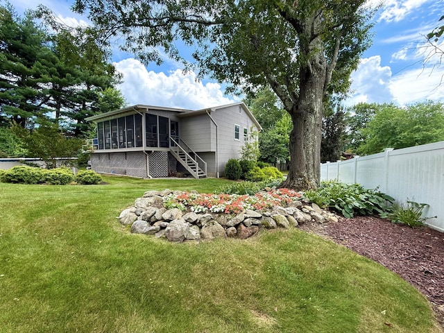 27 Stubbe Dr, Stony Point, NY 10980 - rear view of house with a sunroom and stairs
