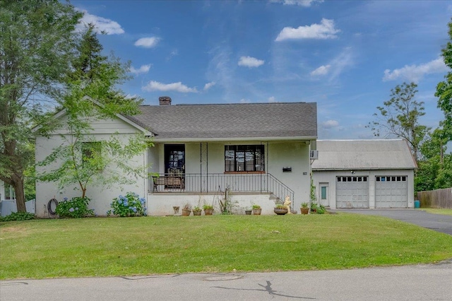 view of front of home featuring a front lawn and a porch