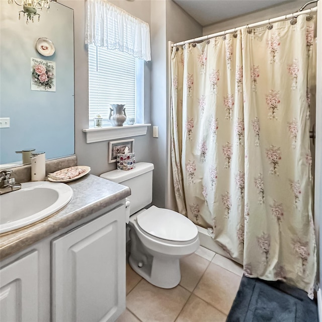 37 Woodcock Mtn Rd, Washingtonville, NY 10992 - full bathroom with vanity, toilet, tile patterned flooring, and a shower with curtain