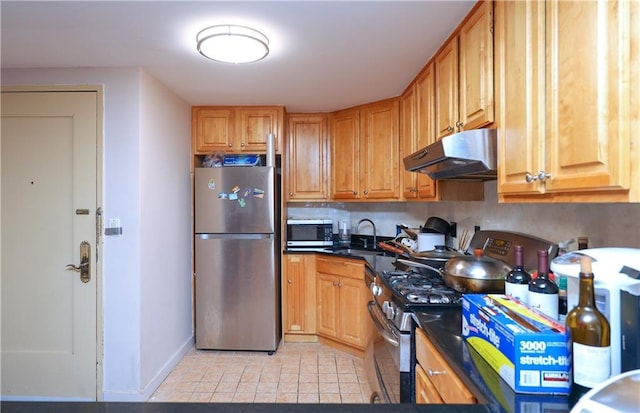 kitchen with sink and appliances with stainless steel finishes