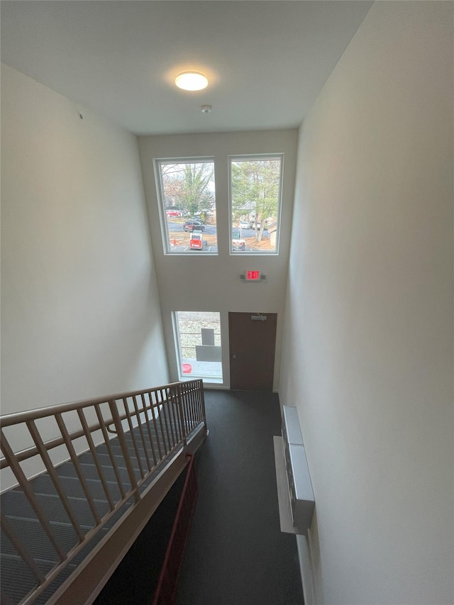 3 Woods End Cir Unit 3P, Peekskill, NY 10566 - stairs with carpet flooring and a towering ceiling