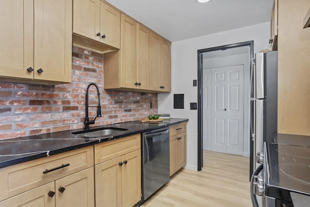 500 High Point Dr Unit 709, Hartsdale, NY 10530 - kitchen with dishwashing machine, electric range, light brown cabinets, and light wood-type flooring
