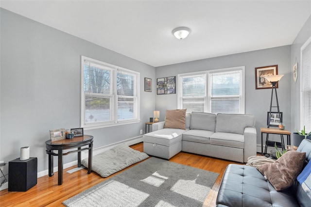 living room featuring light wood-type flooring