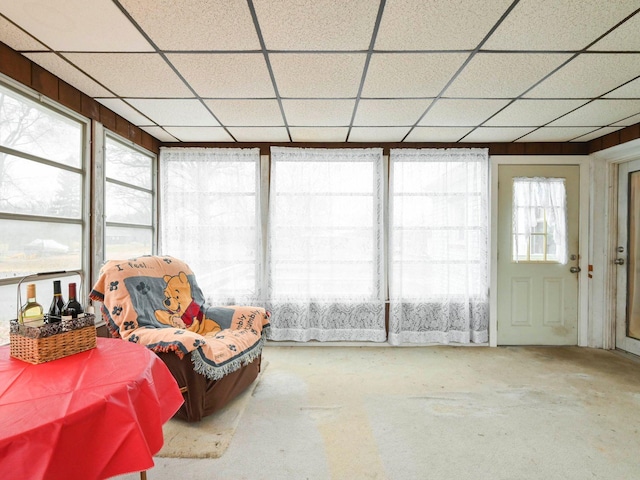 sunroom with a drop ceiling