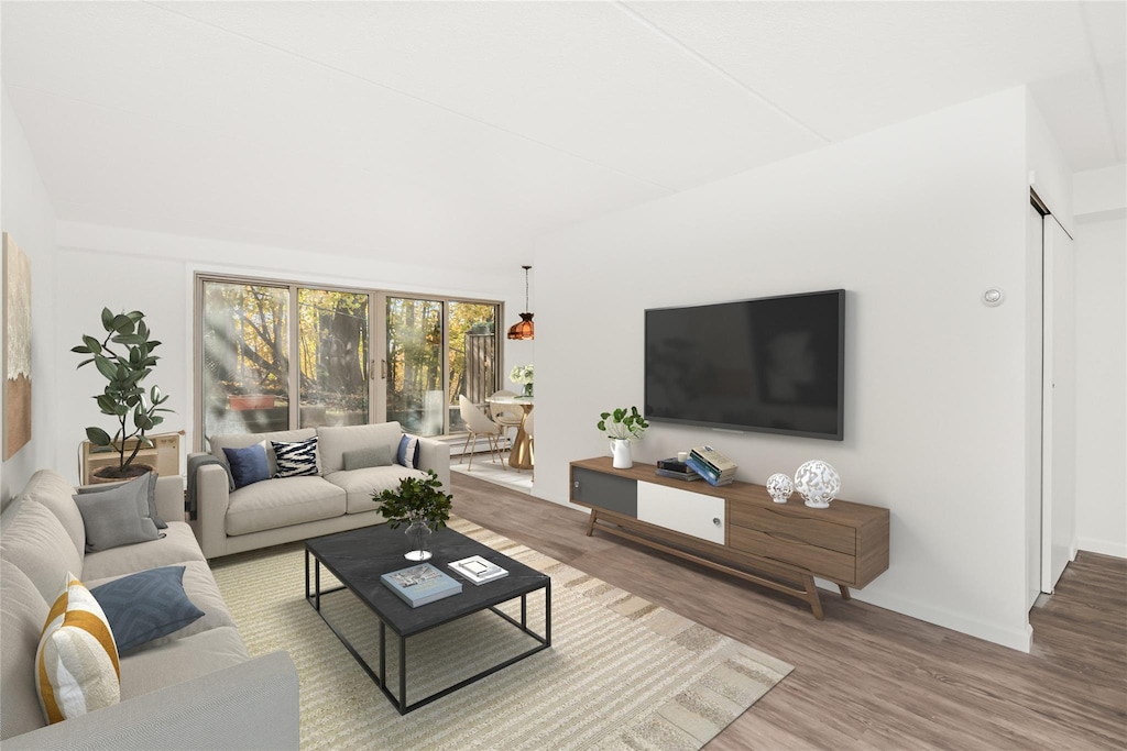 living room with wood-type flooring