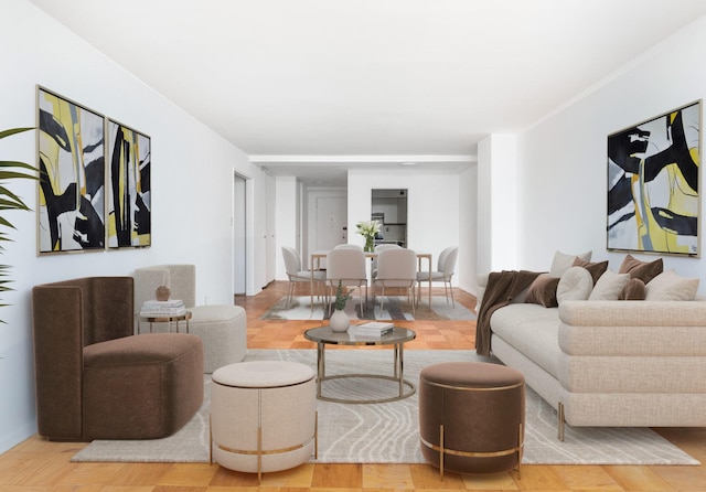 living room with wood-type flooring