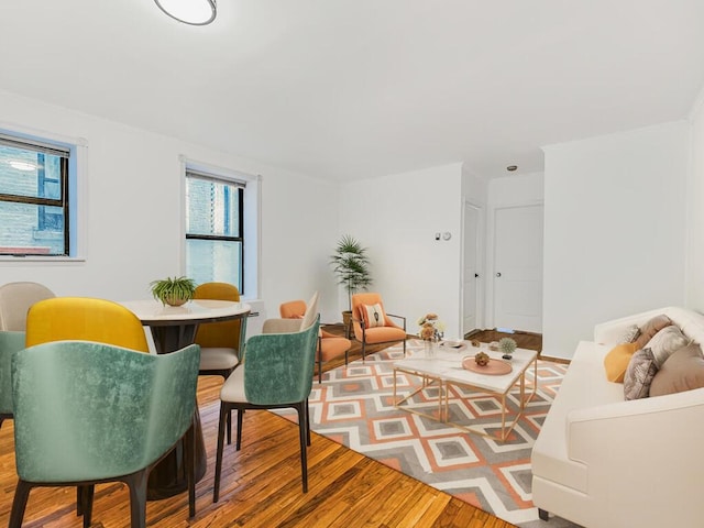 living area with wood-type flooring