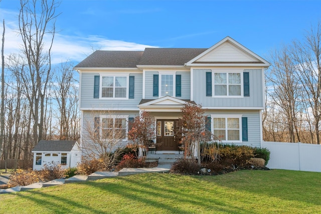 view of front of house with a front yard