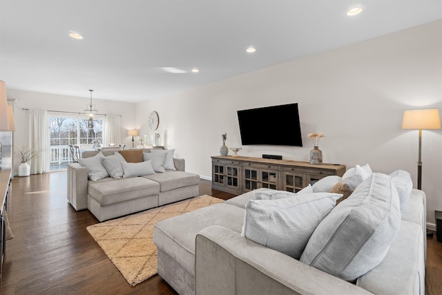 living room with hardwood / wood-style flooring