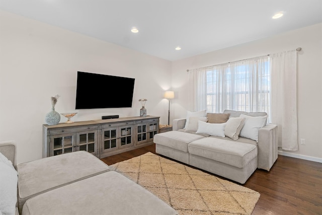 living room featuring dark hardwood / wood-style floors