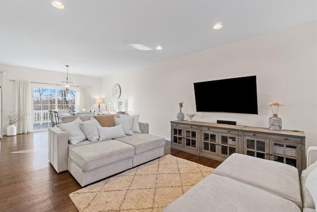 living room featuring dark hardwood / wood-style flooring