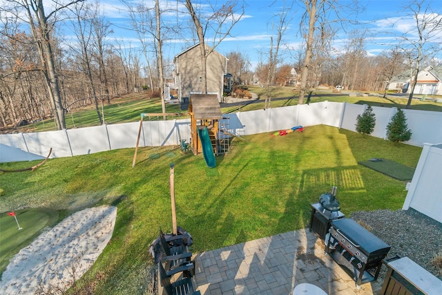 view of yard featuring a playground