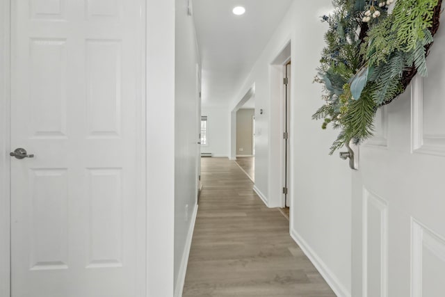 hall featuring light hardwood / wood-style flooring