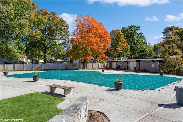 view of pool featuring a patio