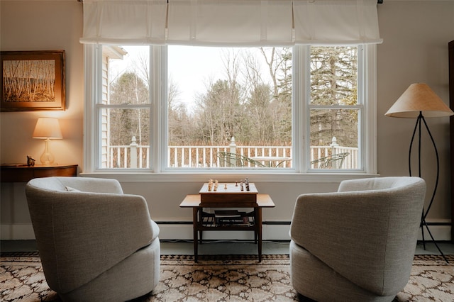 sitting room featuring baseboard heating